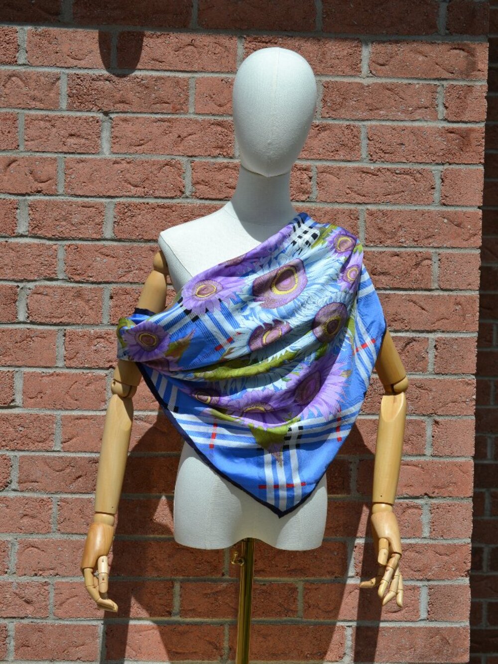 Purple Sunflower Print Silk Twill Scarf